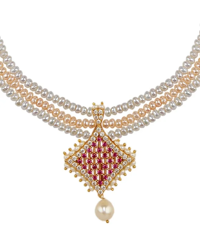 Multi-layer necklaces for women -Traditional Pearl Necklace Set