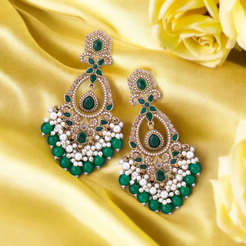 Women pearl earrings -Emerald Aamira Danglers