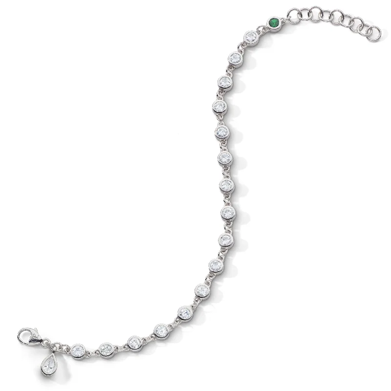 Women pearl and diamond bangles and bracelets -Bezel Set Sapphire Tennis Bracelet