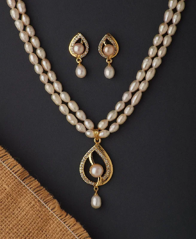 Gemstone necklaces for women -Trendy Real Pearl Necklace Set