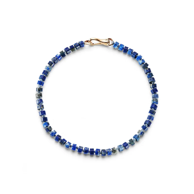 Women luxury bangles and bracelets -GARNETT 18K ROSE GOLD AND LAPIS BEAD BRACELET