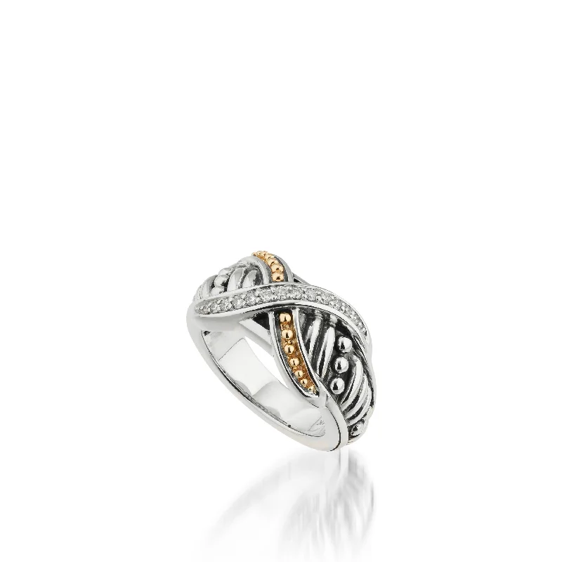 Women delicate rings -Apollo Curve Ring with Pave Diamonds