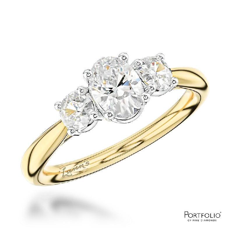 Women simple gold rings -Three Stone 0.46ct F SI1 Diamond Yellow Gold/Platinum Ring