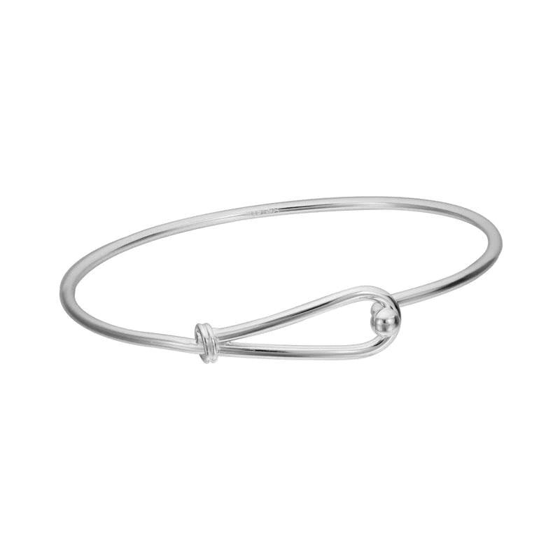 Women double bangle bracelets -Sterling Silver Wire Loop Bangle Bracelet