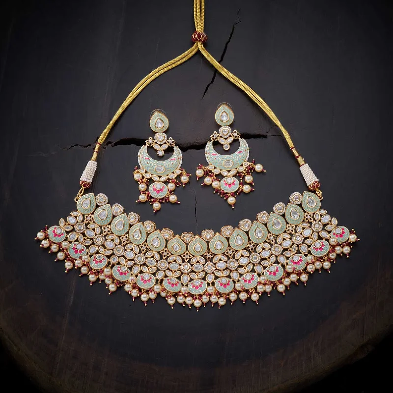 Long necklaces for women -Kundan Necklace 139223