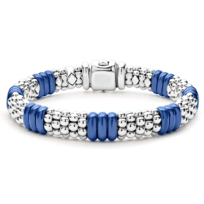 Women classic bangle bracelets -Lagos Blue Caviar Ceramic Caviar Beaded Bracelet, 9mm