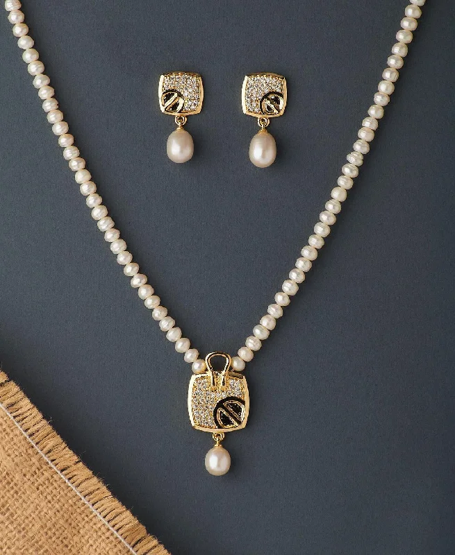 Simple necklaces for women -Trendy Real Pearl Necklace Set