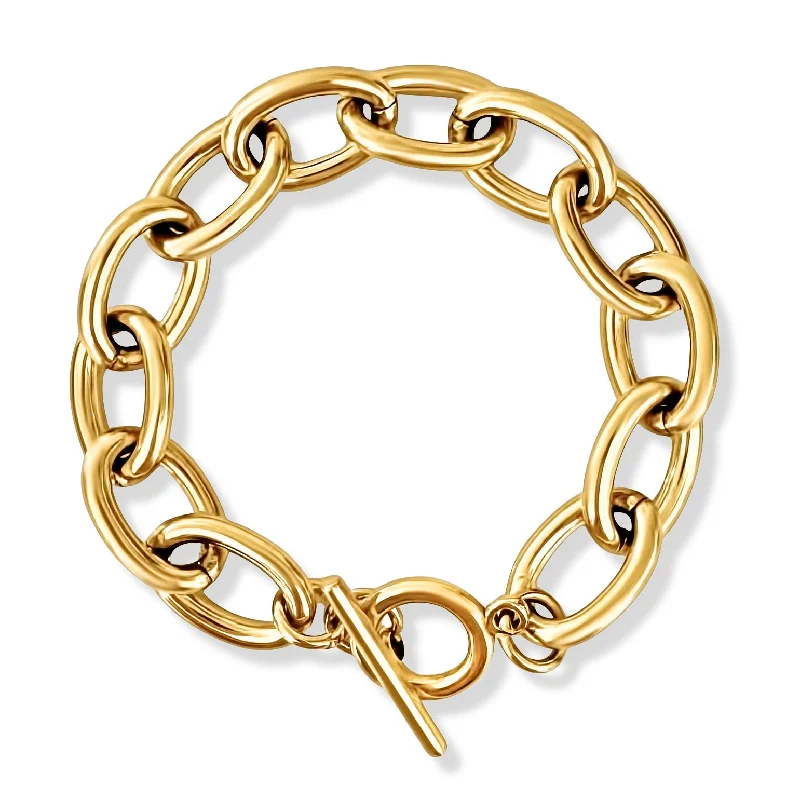 Women chic cuff bangles and bracelets -Allegra Chunky Oval Chain Toggle Bracelet