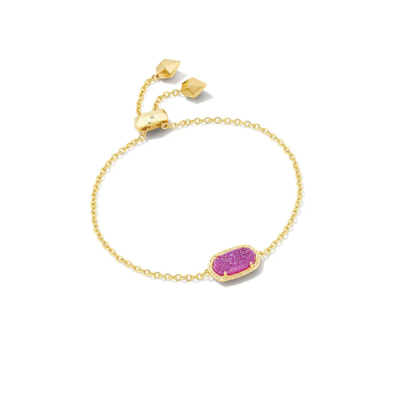 Women trendy stackable bangles and bracelets -Kendra Scott Elaina Gold Delicate Adjustable Chain Bracelet in Mulberry Drusy