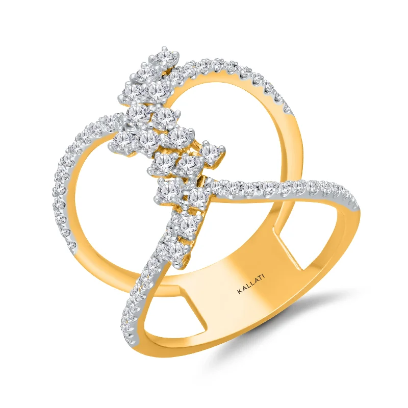 Women delicate rings -Kallati 3/4ctw Lab Grown Diamond X Ring