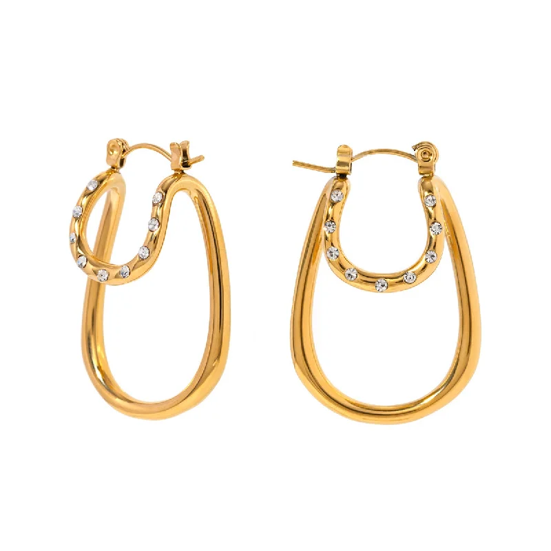 Women layered earrings -Double Oval Hoop Earrings