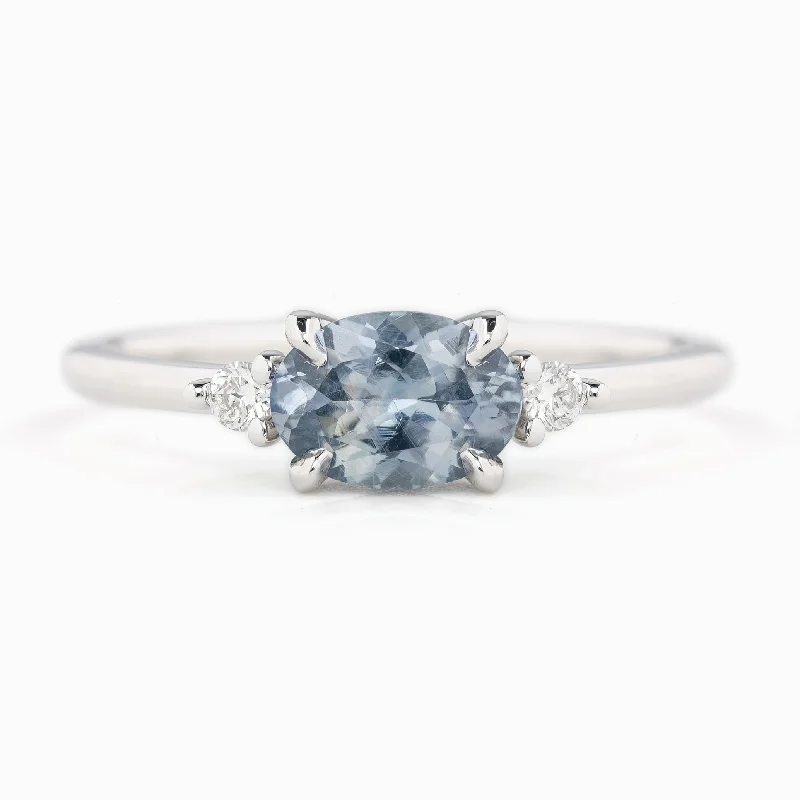 Statement engagement rings for women -Emilie Ring 0.98ct Light Blue Umba Sapphire, 14k White Gold (One of a kind)