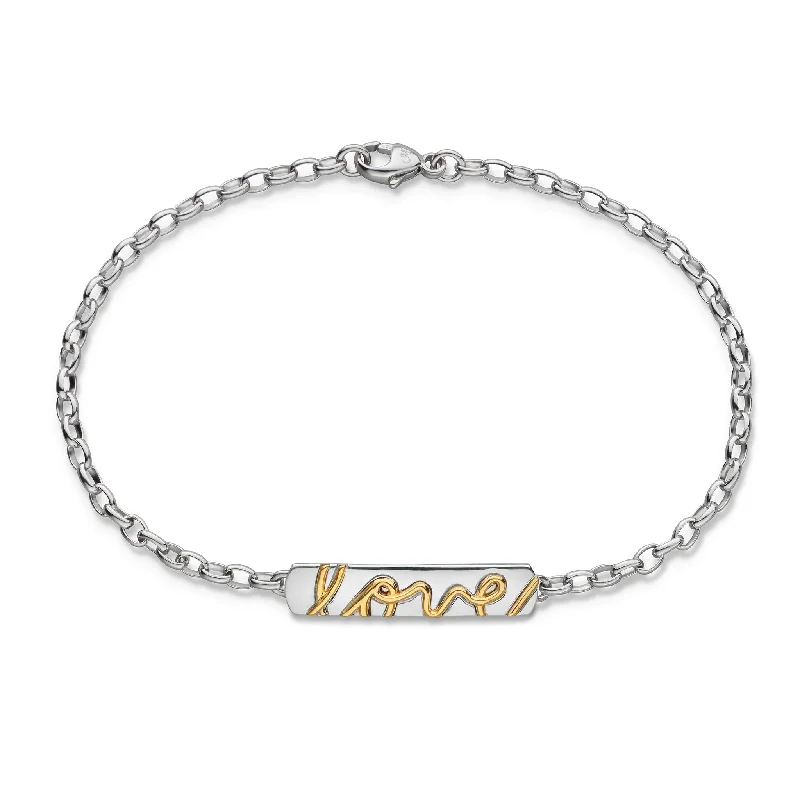 Women infinity charm bangles and bracelets -"Love" Poesy Bracelet