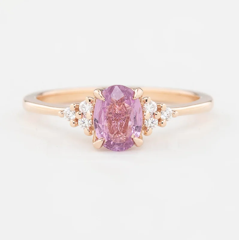 Gemstone engagement rings set for women -Teresa Ring - 0.84ct Light Pink Ceylon Sapphire, 14k Rose Gold (One of a kind)