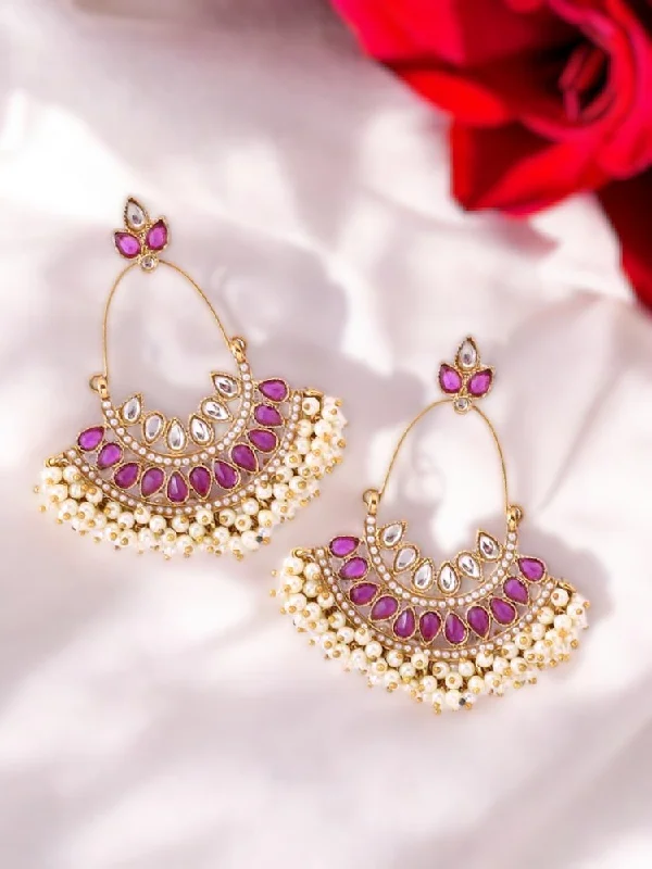 Women ruby earrings -Purple Yuvika Chandbalis