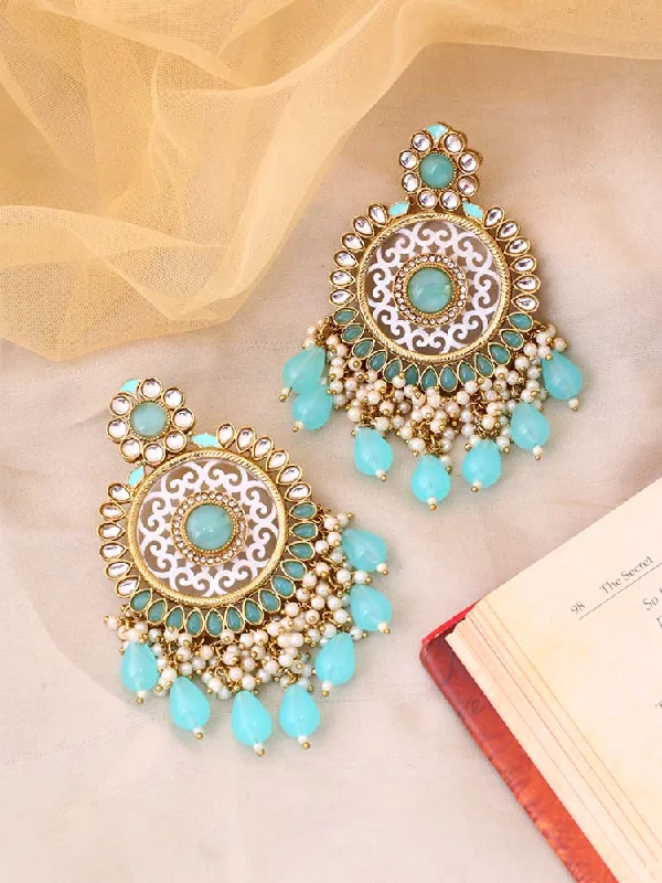 Women modern earrings -Turquoise Miraya Chandbalis