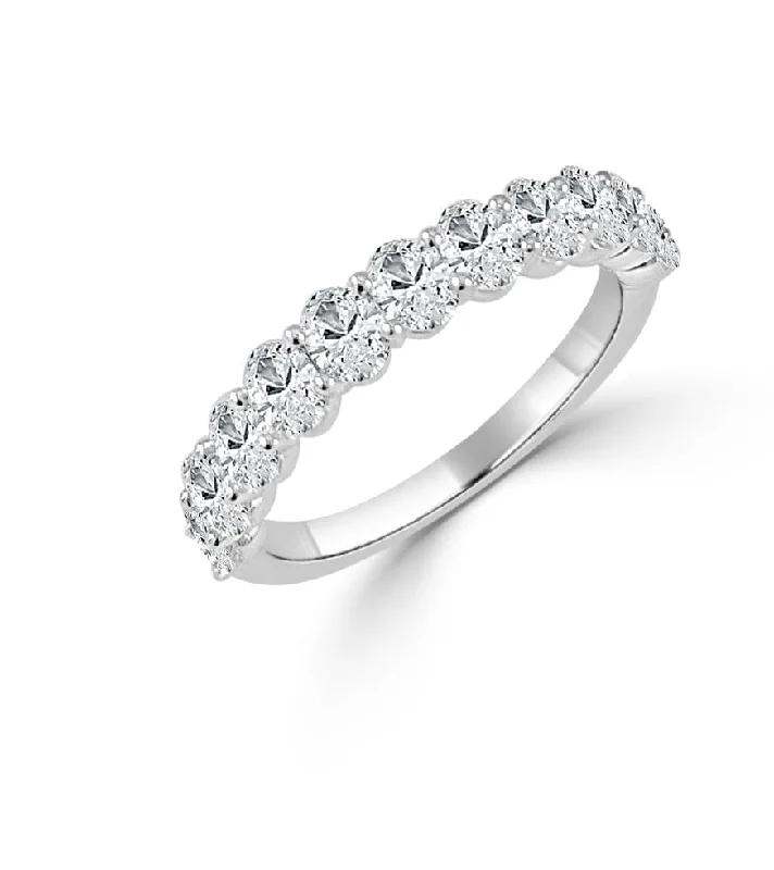 Silver rings for women -14k Gold & Diamond Oval Band