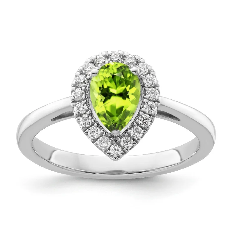 Women ring sets -Peridot Diamond Halo Ring