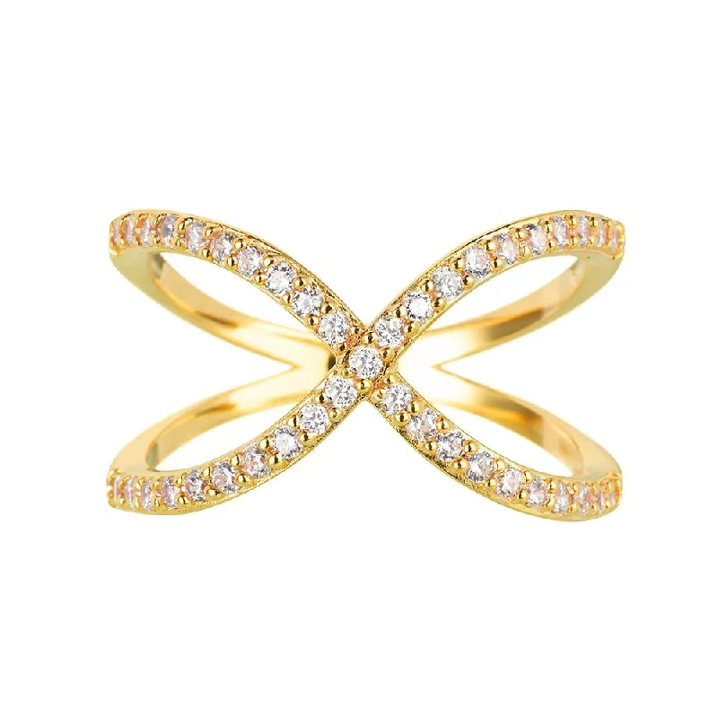 Women ruby rings -Yellow Gold Crossover Ring