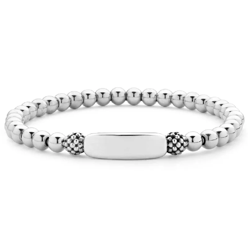 Women art deco bangles and bracelets -Lagos Signature Caviar Silver Station Stretch Bead Bracelet