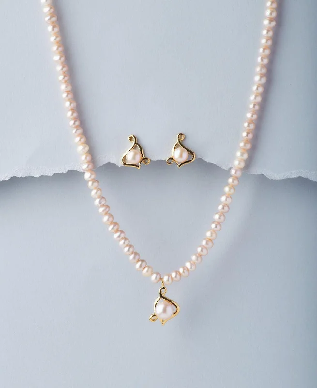 Cubic zirconia necklaces for women -Trendy Real Pearl Necklace Set