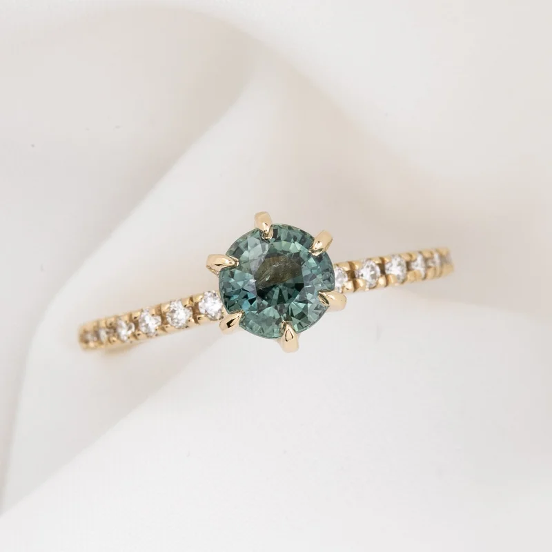 Luxury gold engagement rings for women -Maria Luxe Ring 1.33ct Light Green Montana Sapphire, 14k Yellow Gold (One of a kind)