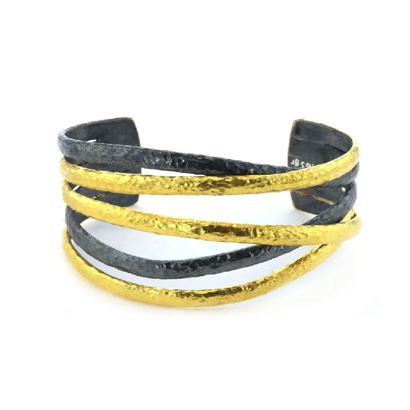 Women statement cuff bangles and bracelets -24K & Silver Cuff Bracelet | M10273343