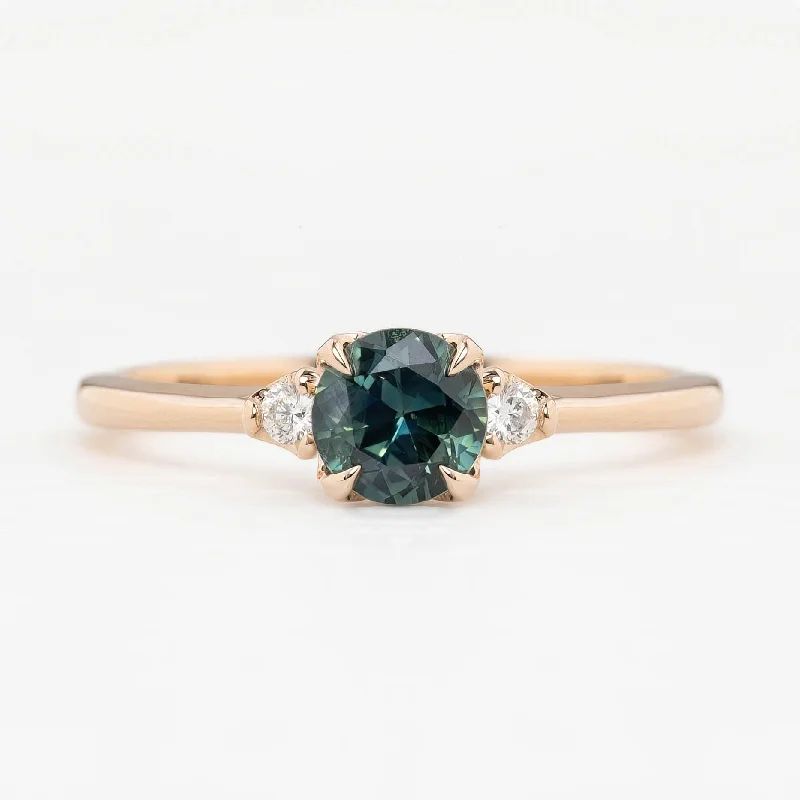 Minimalist engagement rings for women -Sofia Ring 0.71ct Blue Green Queensland Sapphire, 14k Rose Gold (One of a kind)