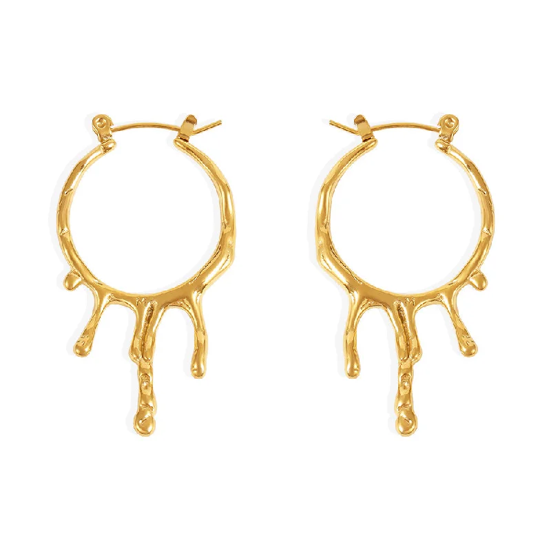 Women luxurious earrings -Round Dripping Hoop Earrings