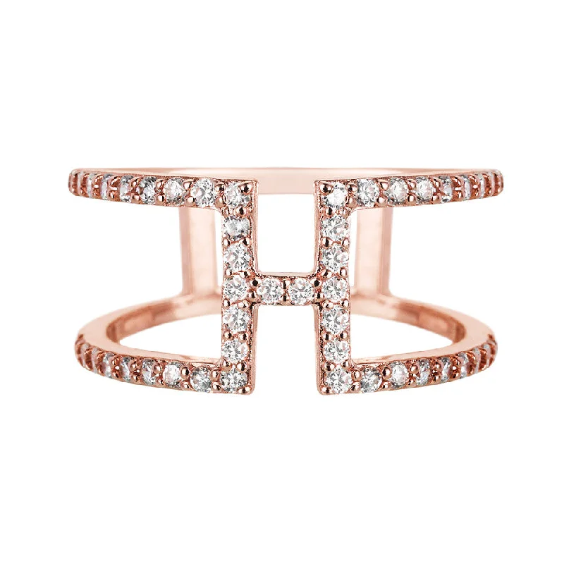 Women custom rings -Rose Gold H Ring