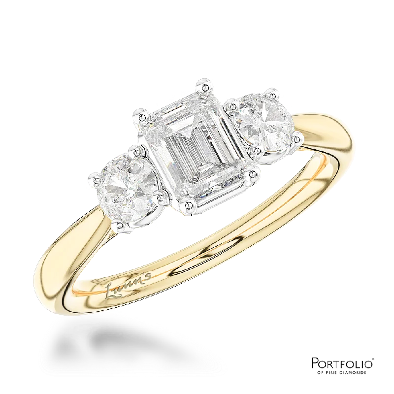 Women multi-stone rings -Three Stone 0.53ct E VS2 Diamond Yellow Gold/Platinum Ring