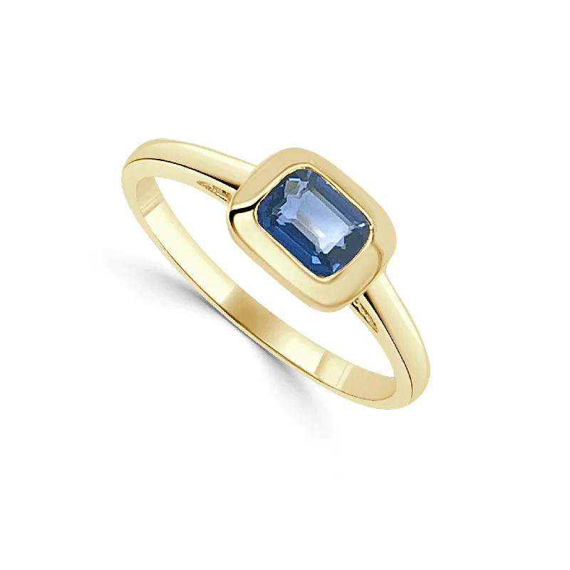 Women unique engagement rings -14k Gold & Blue Sapphire Ring