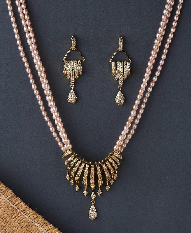 Initial necklaces for women -Ravishing Real Pearl Necklace Set