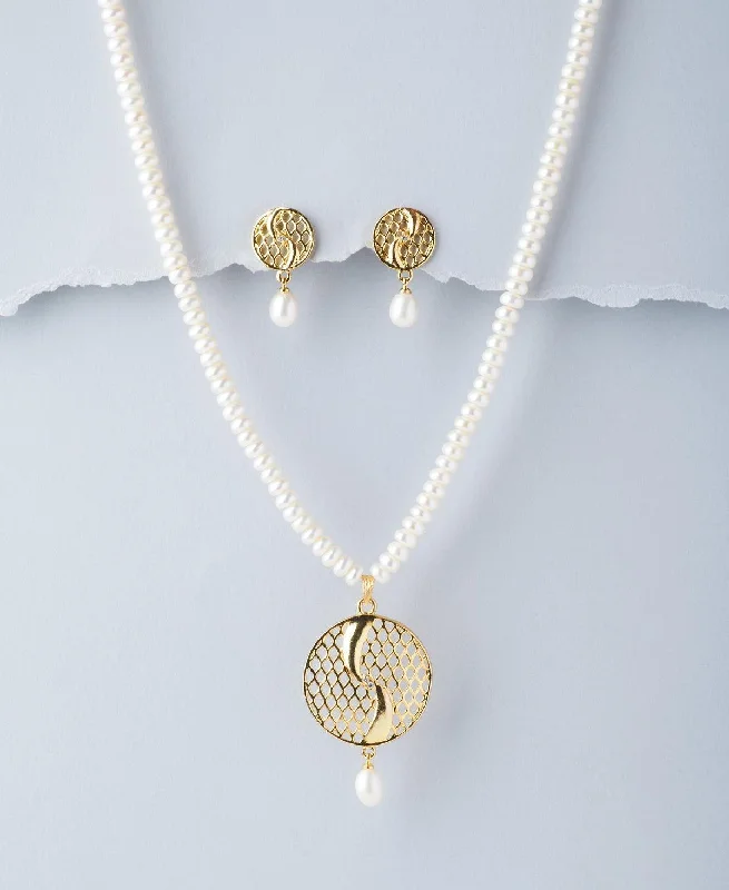 Pearl and gold necklaces for women -Trendy Real Pearl Necklace Set