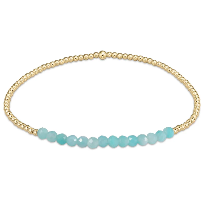 Women geometric bangles and bracelets -enewton 6.25" Gold Bliss Gemstone 2mm Bead Bracelet - Amazonite