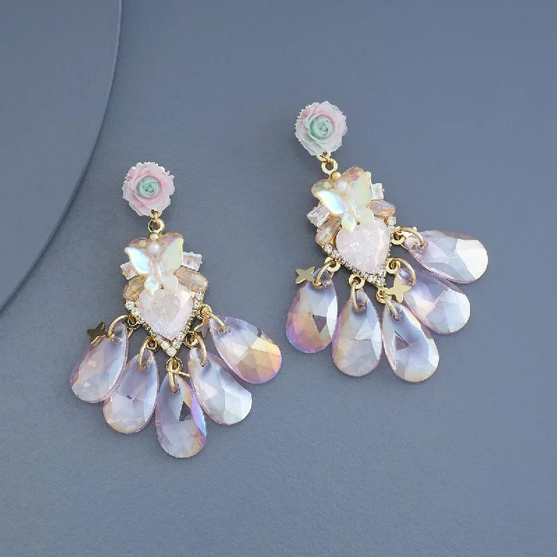 Women chandelier gemstone earrings -Trendy Earring 178934