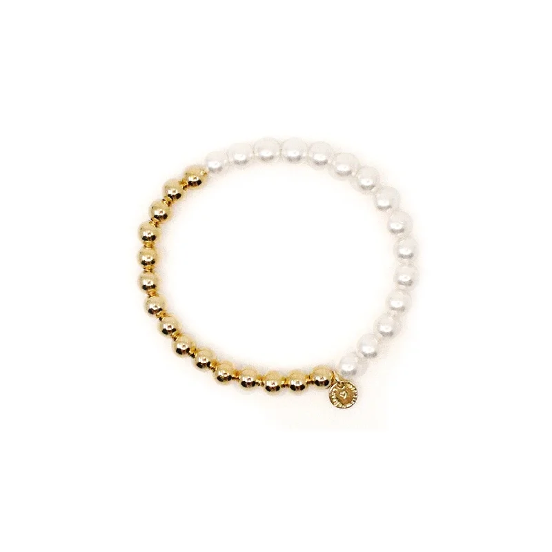 Women beaded bangles and bracelets -Eternity Pearl Bracelet in Gold