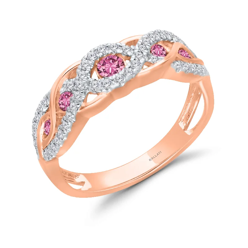 Women bold rings -Kallati Pink Sapphire Diamond Infinity Band