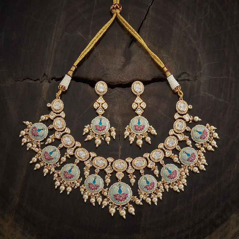 Silver necklaces for women -Kundan Necklace 165871