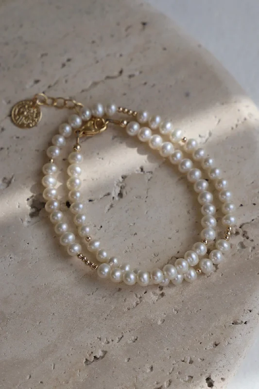 Women handcrafted bangles and bracelets -PEARL DOUBLE WRAP BRACELET