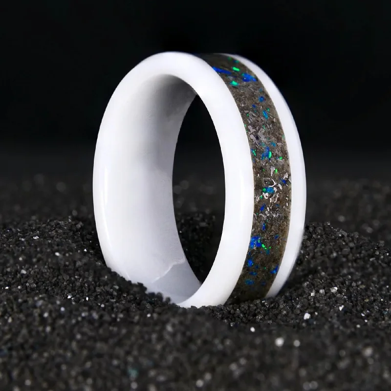 Women platinum rings -Star Dust™ Ring in White Ceramic