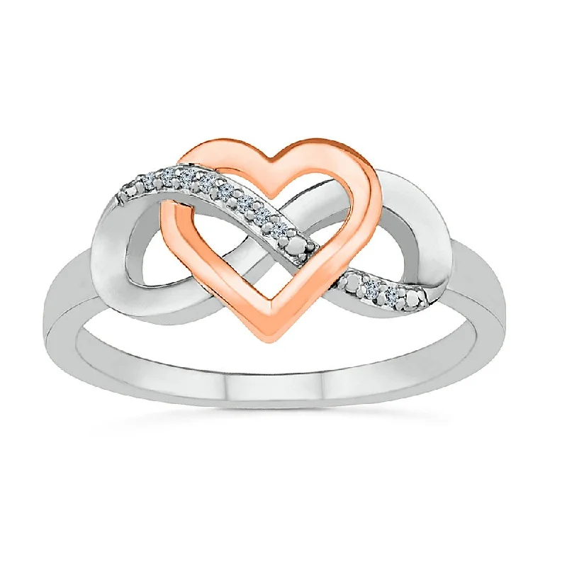 Women birthstone rings -Diamond Infinity Heart Ring