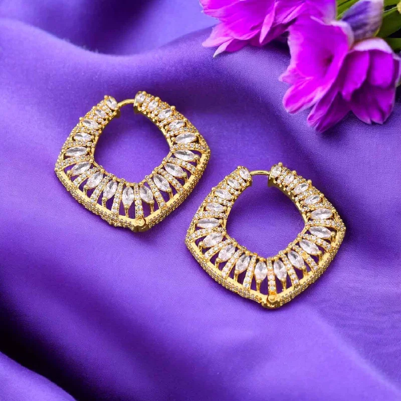 Women personalized earrings -Golden Marsee Zirconia Studs