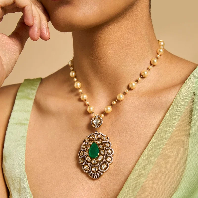 Luxury chain necklaces for women -Kundan Necklace 173033