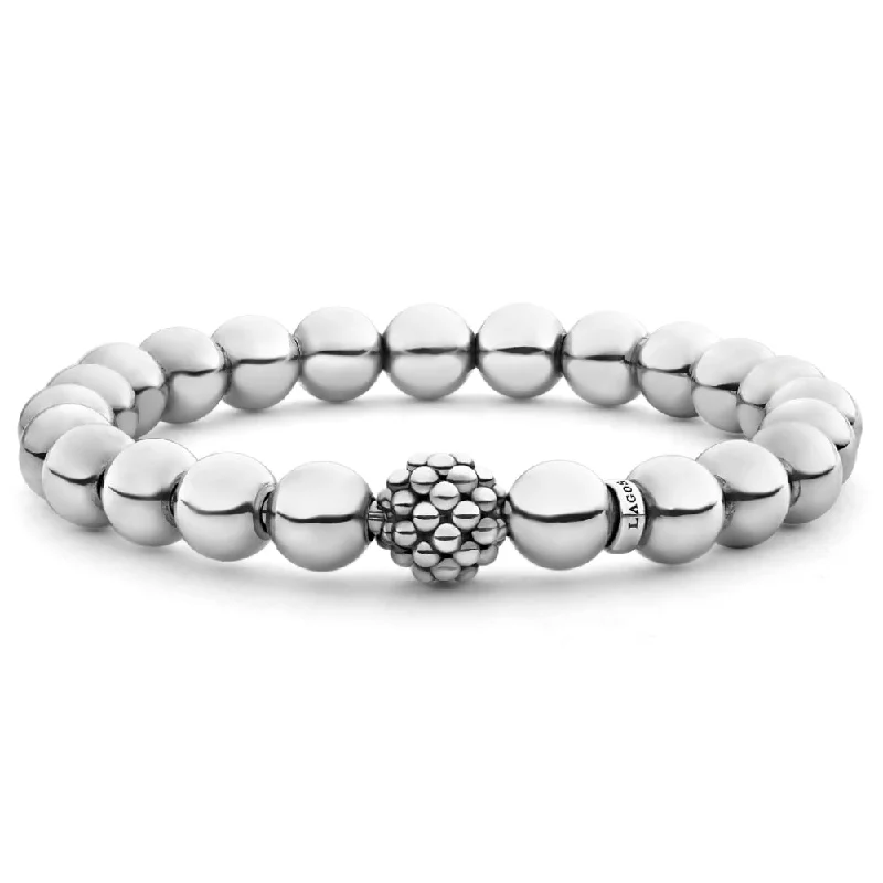 Women silver cuff bangles and bracelets -Lagos Signature Caviar Silver Bead Bracelet