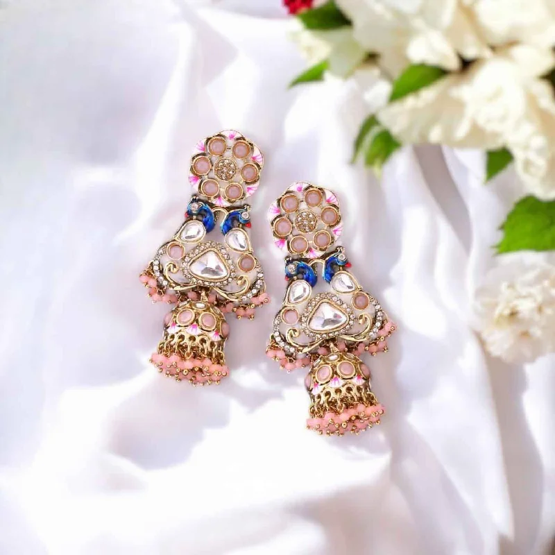 Women pearl hoop earrings -Blush Bhagya Jhumkis