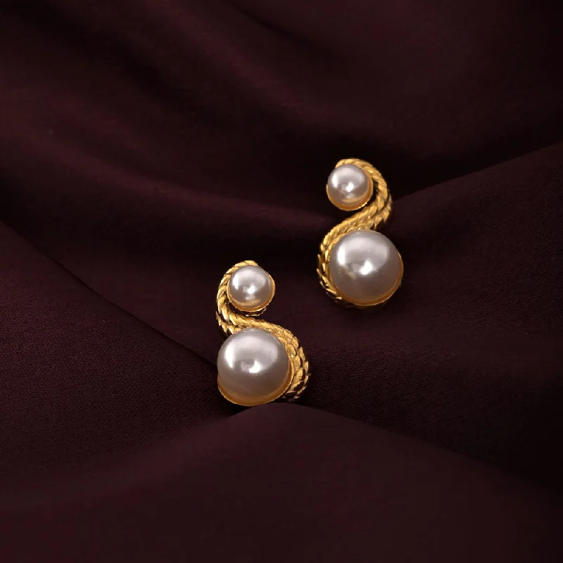 Women heart-shaped diamond earrings -Enchantress Pearl Stud Earrings