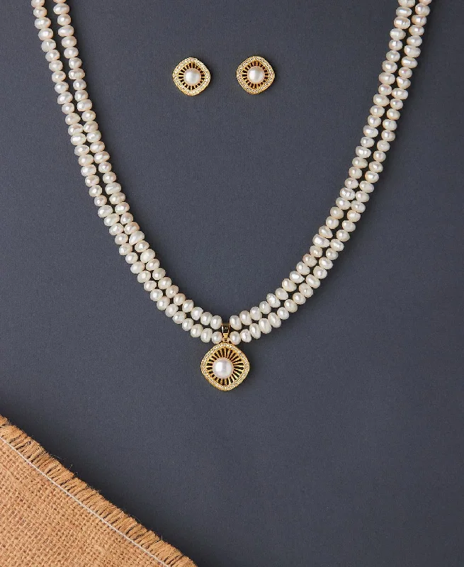 Vintage pearl necklaces for women -Simple and Elegant Real Pearl Necklace Set