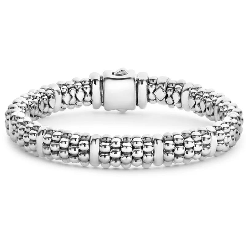 Women classic bangles and bracelets -Lagos Signature Silver Station Caviar Bracelet