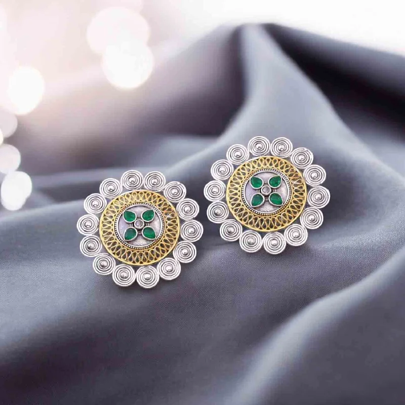 Women chandelier earrings -Antique Saachi Oxidised Studs